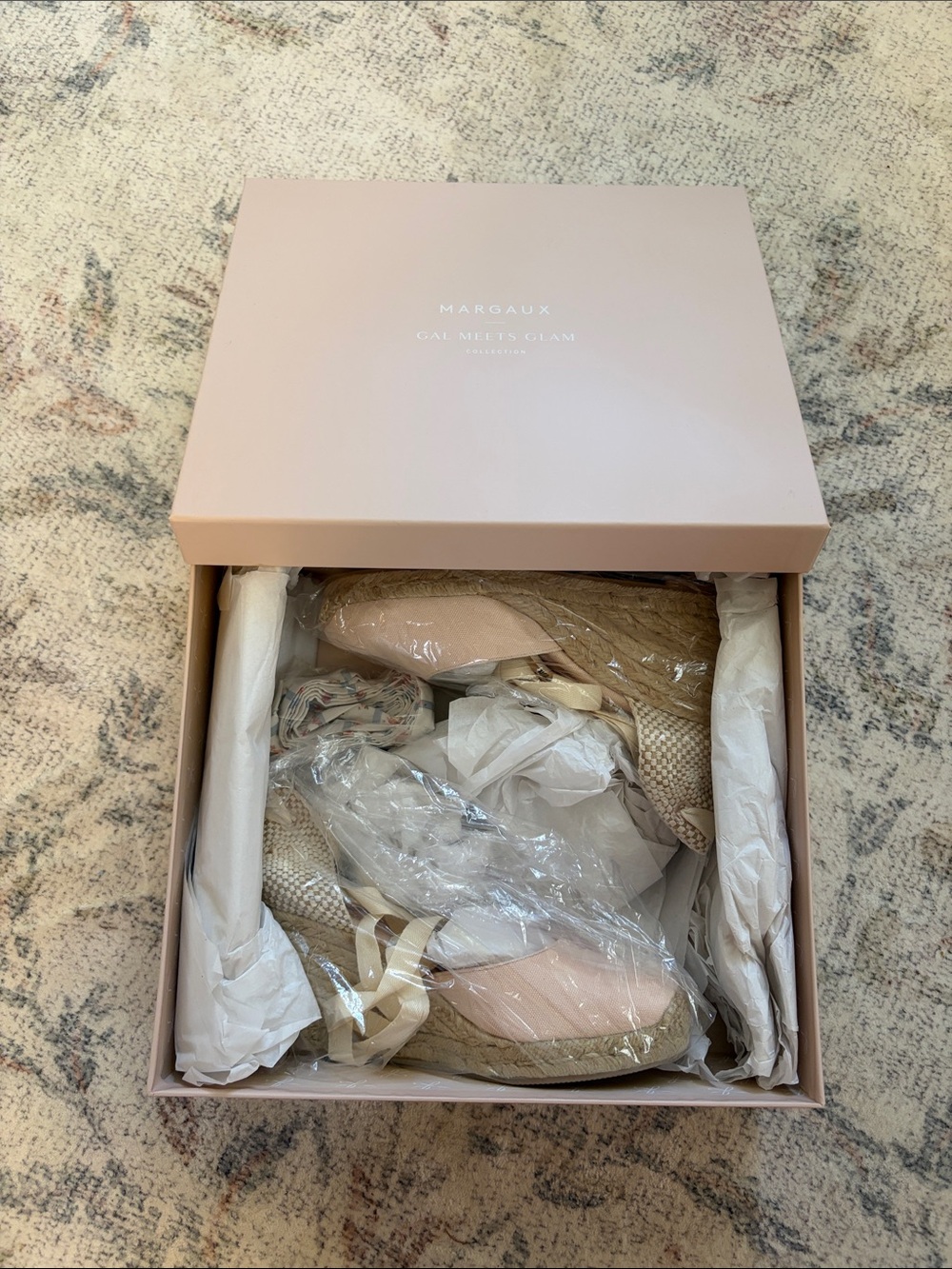 Margaux x Gal Meets Glam Blush Pink Espadrille Wedge with Ankle Ties - Picture 4 of 4